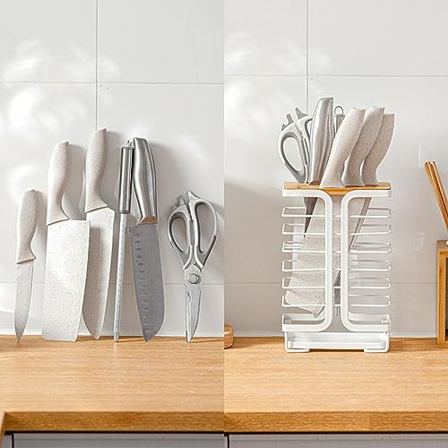 Sunicon Kitchen Knife Storage Rest, Modern Kitchen Countertop Utensil Organizer Simple Multifunctional Home Kitchen Knife Rack Holder with Drain Board - Image 2