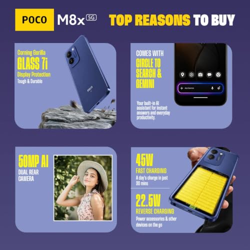Image of POCO M8x 5G (Blue, 128 GB) (6 GB RAM) | Snapdragon 4 Gen 5 Processor | 6.9-inch 120Hz Display | 50MP Dual AI Camera | 7900mAh Battery