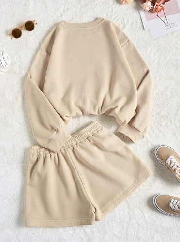 Hilinker Womens Graphic 2 Piece Outfit Long Sleeve Sweatshirt and Shorts Set Casual Sweatsuits2