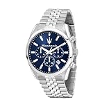 Maserati メンズ クロノグラフ腕時計 ブルーダイヤル ステンレススチールブレスレット