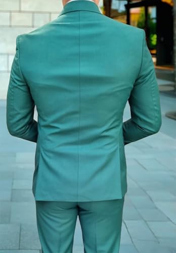 Men's Double Breasted 2 Piece Suits Slim Fit Blazer Jacket Pant for Wedding Party Tuxedo3