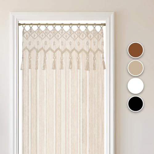 Cozyor Makramee Boho Vorhang Türvorhang Fenstervorhang 132x200cm als Raumtrenner, Wandbehang & Deko beige, für Traubogen, Hochzeit, Wohnzimmer, Balkon Handmade