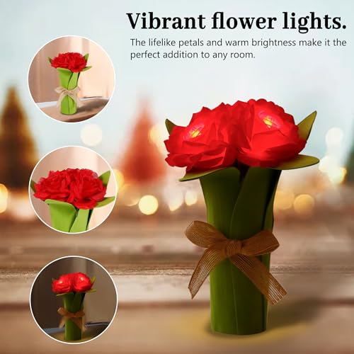 Image of Red Rose Flower Night Light Gifts for Womens, Christmas Day Gifts for Mom Women Wife Friends Her Christmas Anniversary Birthday Gift, Perfect Ideal for Bedroom Ambiance Coffee Shop