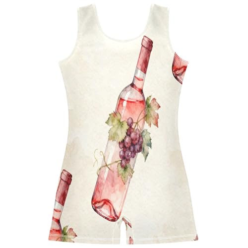 Exnundod Girls' Grape Vine Leotard with Shorts, 7-8T