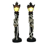 SlappyShirts 2Pcs Halloween Miniature Glowing Skull Street Light, LED Light Halloween Decoration...