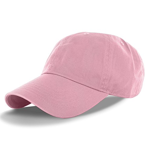 Plain 100% Cotton Hat Men Women Adjustable Baseball Cap (30+ Colors) Pink, One Size