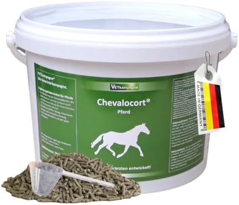 Chevalocort – Nährstoff-Support für Pferde mit PPID & Cushing – Mit Mönchspfeffer, Ginkgo & Vitaminen zur Unterstützung von Stoffwechsel & Fellwechsel – 2000 g