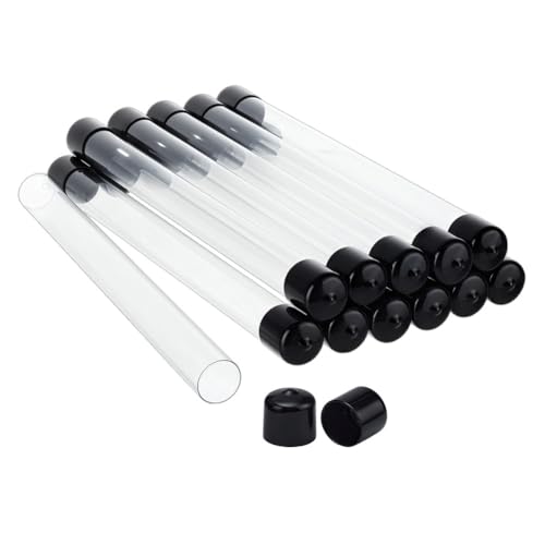 OLYCRAFT 12 Set Klare Steife Röhre 31cm Länge Runde Plastikröhre mit Verschluss 2.5cm Außendurchmesser 2.4cm Innendurchmesser Transparente Aufbewahrungsröhre für Räucherstäbchen Perlen Knöpfe