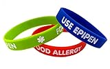 Kids Medical Alert ID Silicone Bracelets 3 pack - Food Allergy