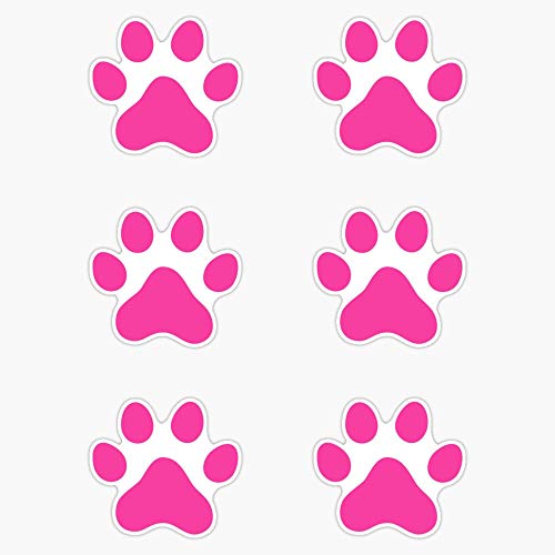 Hot Pink Paw Print Stickers, Set Of Six Sticker Vinyl Waterproof Sticker Decal Car Laptop Wall Window Bumper Sticker 5" #TOP7
