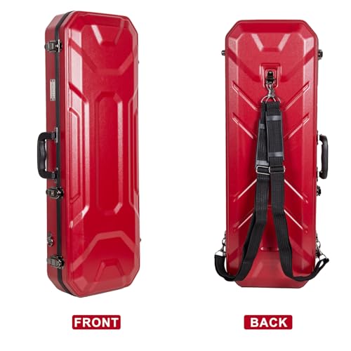 Image of Crossrock Oblong Case fits 4 /4 Full-Size Violin, Includes Interior Compartment, 2 Bow Holders, Security Lock, and Detachable Straps-Red (CRA860VFRD-R)