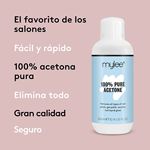 Acetona pura Mylee, gel quitaesmalte bajo luz LED o ultravioleta - imagen 2