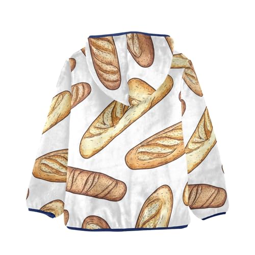 Baguette Bread Girls Fleece Jacket Girls Fall Jacket Girls Zip Up Hoodie Girls Sherpa Jacket 2-10T2