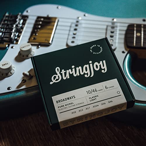 Stringjoy Br1046 Broadways Pure Nickel Electric Guitar Strings (Classic Light Gauge, 10-46) #TOP4
