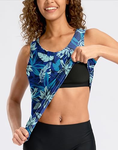 Image of G Gradual Tankini Tops for Women High Neck Swimsuits Swim Top Modest Bathing Suit Swimwear Tank Top only No Bottom