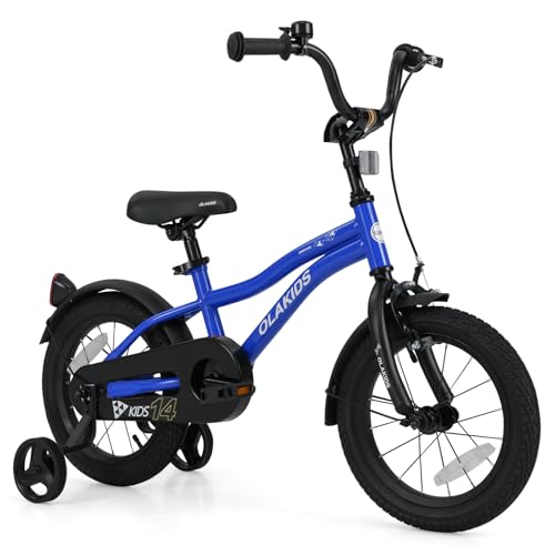 Image of Olakids Kids Bike, 12 14 16 18 Inch Toddlers Bike with Training Wheels Safety Bell Adjustable Seat and Handlebar, Handbrake and Coaster Brake, Children's Bicycle for Boys Girls