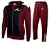 X-2 Full Zip Fleece Tracksuit Jogging Sweatsuit Activewear Hooded Black-Maroon XXL
