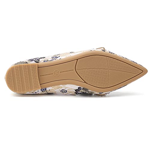 Pearl Decoration Women's Flat Bottom Pointed Toe One Step Shoes4