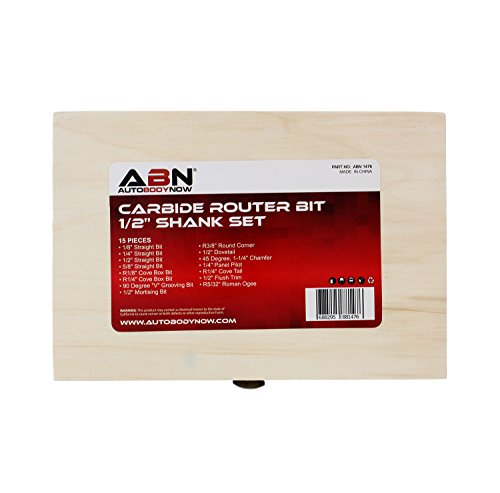 Abn 1/2In Shank Tungsten Carbide Router Bits For Woodworking - Wood Router Bit Set 15P Straight, Dovetail, Chamfer, Ogee #TOP5