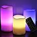 LED Multi Colored Flameless Candles Battery Operated, 3 Round Ivory Wax with Multi-Function Timer Remote Control, Flickering Flame Candle Set for Wedding Day Gifts and Teen Decor by LED Lytes