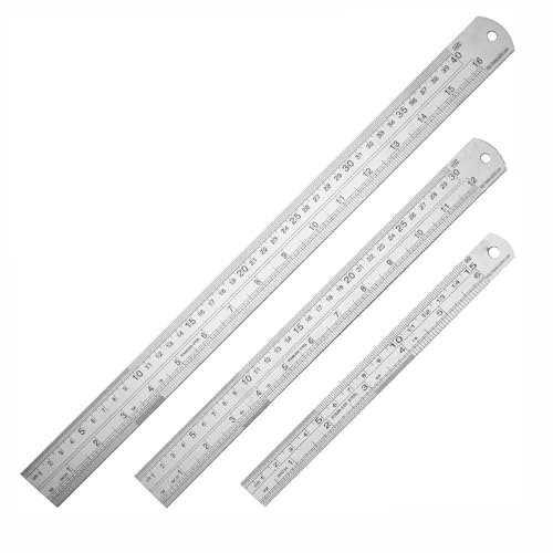 Lot de 3 règles en acier inoxydable de 15, 30 et 40 cm pour traçage
