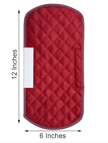 Image of SA Handlooms Fridge /Refrigerator Door Handle Cover Box Design Cover Set of 2,6x12 Inch-Maroon