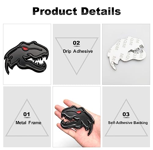 Image of Dinosaur Emblem Metal Badges Fits for Dodge RAM TRX 1500 2500 3500 ~Stick it Anywhere (A Pair) (Matte Black)