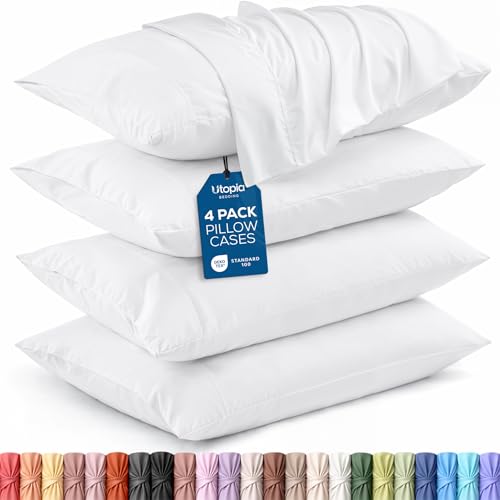 Utopia Bedding King Pillow Cases - 4 Pack - Envelope Closure - Soft Brushed Microfiber Fabric - Shrinkage and Fade Resistant Pillow Covers King Size 20 X 40 Inches (King, White)