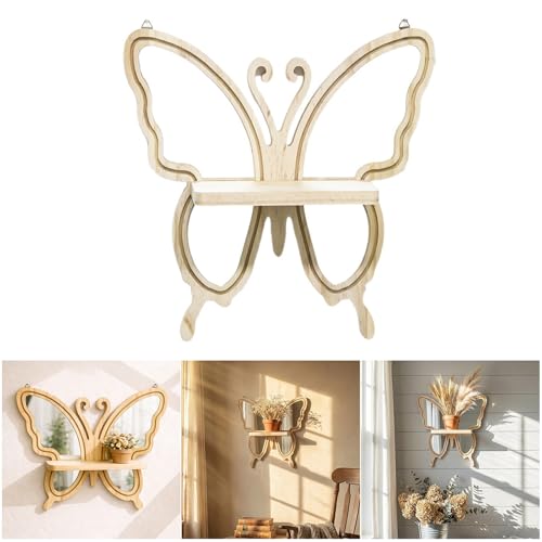 Étagère murale avec miroir en bois de ferme pour rangement - 5