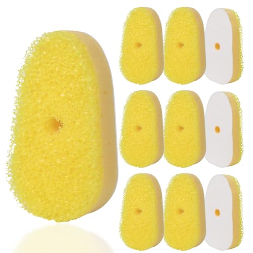 Sponge Refills for Scrub Daddy Dish Daddy - 10 Packs Dish Wand Refills Scrub Brush Replacement Heads Dish Brush Replacement Head for Kitchen Cleaning Yellow (Only Sponge Heads)