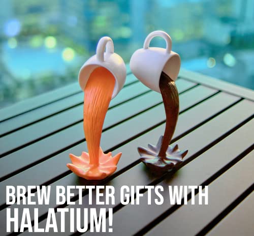 Halatium Floating Mug Coffee Cup Sculpture Set Of 2 Hand-Painted, 8.7 In. Tall Mugs Spilling 2 Colors Of Coffee – Cafe Or Kitchen Decor, Decorations, & Accessories For Coffee Bar Decor Or Station #TOP6