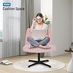 The Criss Cross Chair, Modern Adjustable Height Vanity Chair, Armless Cross Legs Comfortable Office Chairs, Swivel Fabric Computer Task Chairs,Home Office Desk Chairs, Pink - Image 4