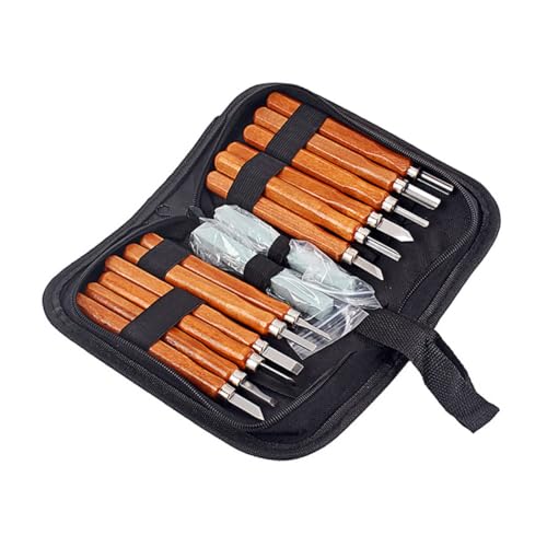 Frcolor 彫刻刀 点入り 磨石付き 木彫り工具包 木工彫刻 彫塑 模型制作用 滑り止め木製ハンドル 初心者 対応 ソープストーン 細工にも適用