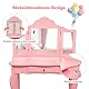 COSTWAY 2 in 1 Kinder Schminktisch mit Hocker, Frisiertisch mit 3-Fach abnehmbarem Spiegel & Schublade, Kosmetiktisch Mädchen Holz, 70x34x103cm (Rosa)