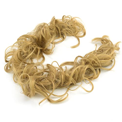IMISSU Large Size Hairpiece Curly Messy Hair Bun Wrap Scrunchies Elastic Hair Band Donut Updo Chignon Hair Extension Piece for Women Girl (Ash Blonde) - Image 2