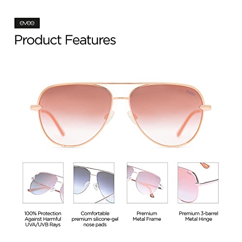 Image of EVEE Fashionable Metal Aviator Sunglasses with Oversize Flat Reflective Mirror Lenses (GEMINI)