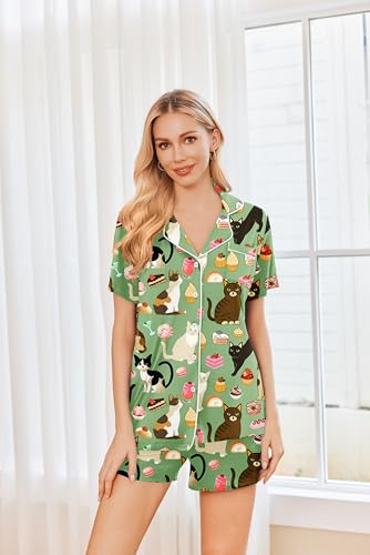 Image of Ekouaer Womens Pajamas Set 2 Pack Button Down Summer Sleepwear Short Sleeve Comfy Pjs Loungewear Set