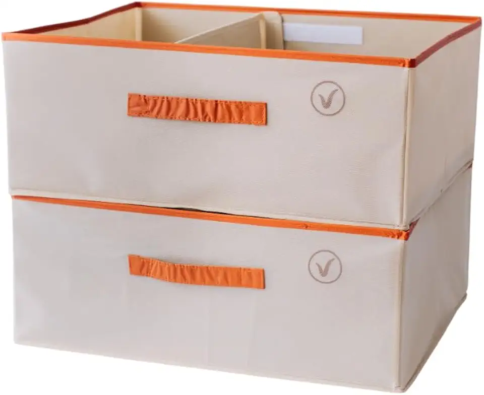 Caixa Organizadora Premium com Divisórias – Multiuso para Armários e Closets | Estrutura Rígida Empilhável | Proteção contra Poeira | Ideal para Lençóis, Roupas, Toalhas e Sapatos