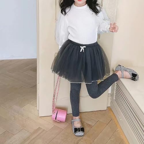 Toddler Girls Cotton Leggings with Sequin Tutu Tulle Skirts Cute Soft Footless Tights Dance Stockings Pantyhose2