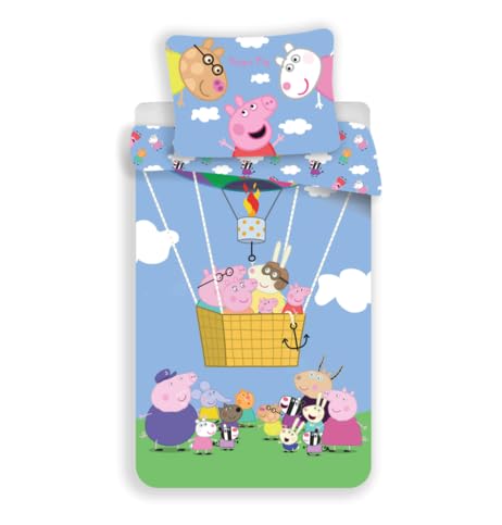Pościel z motywem świnki Peppa 140 x 200 cm z zamkiem błyskawicznym