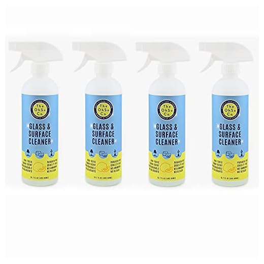 The OhSo Co. Glass & Surface Cleaner 4-Pack, Eco-Friendly Ingredients Lemon Scent Non-Toxic Biodegradable No Colorants Paraben Free Cruelty Free No Ammonia No Bleach No Streaking