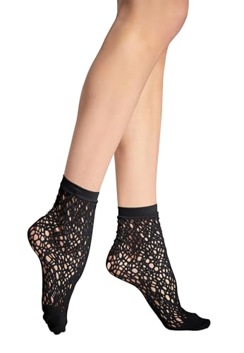Wolford W Net Socks For Women Patterned Net Design Soft Solid Cuffs Sustainably Dyed No Show Perfect Comfort Short CrewSocks