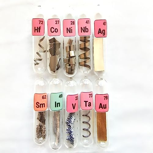 Pure Element Samples Kit for Periodic Table Collection Rare Earths Metals Vials Ampoule Combination Good as Gift for Students, Education, Business Gift, Display, DIYs (Average, 10 Rare Metals, 1)