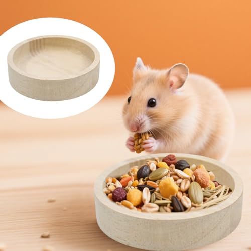 Waterproof Wood Hamster Bowl Washable Pet Wooden Hamster Bowl Reusable Natural Guinea Pig Food Bowl for Small Pets(1 piece) - Image 5