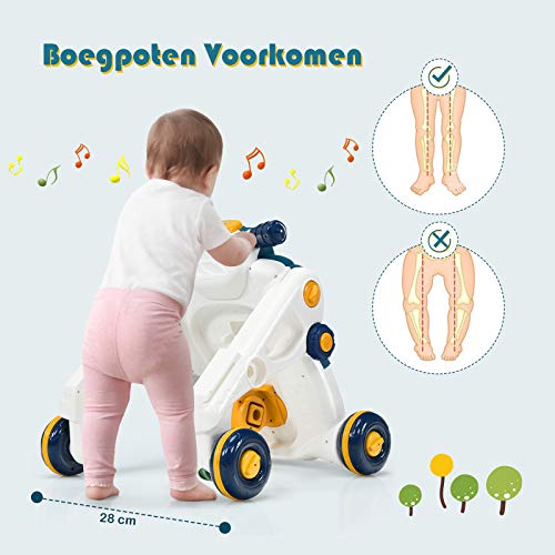 COSTWAY 3-in-1 Baby Zit-naar-Stand Loper, Kinderen Activiteitencentrum, Peuter Wandelwagen, Interactief Loopleerapparaat… - Image 6