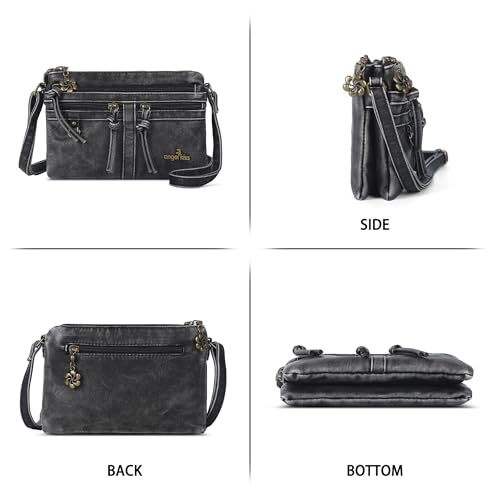 Image of Angel Kiss Small Crossbody Bag for Women Leather Crossbody Purse Triple Compartments Cell Phone Purse Shoulder Bags for Women