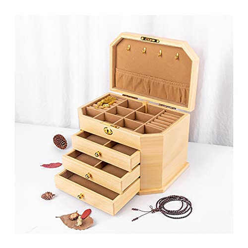 YJYJY Joyero Grande de Madera para Guardar Joyas con 2 o 3 cajones, joyero Vintage, Organizador de Anillos, Collares y Pendientes, Organizador de Joyas