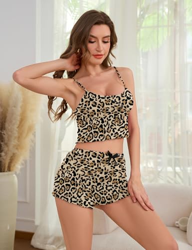 3 Piece Pajamas for Women Set Sexy Cami Shorts and Pjs Pants Sleepwear Soft Lounge Set2