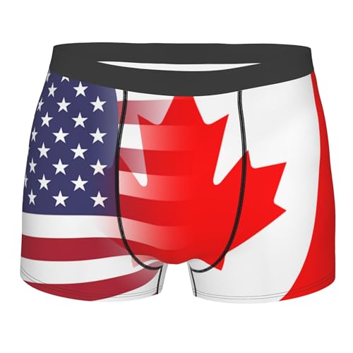 TZT American flag and Canadian flag Adult Funny Patter Boxer Briefs Men's Boxer Underpants