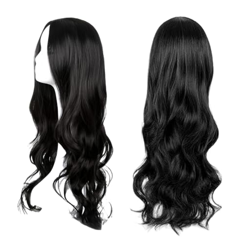 SDXCJY Wave Wigs: 27 Long Curly Synthetic Hair Wigs for Women & Girls - Black Full Hair Replacement for Daily Use & Cosplay